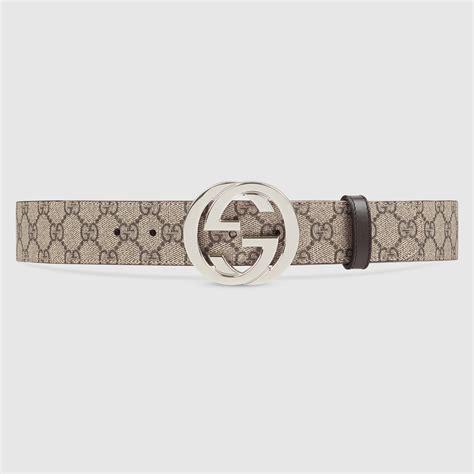 GG Supreme Beige Belt With Silver G Buckle.